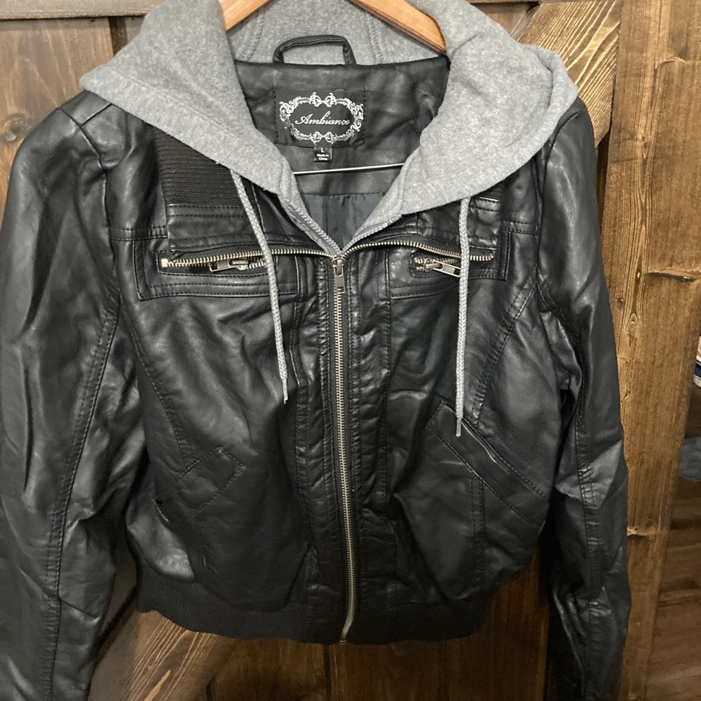 Size large Ambiance faux leather, faux double lining motor jacket